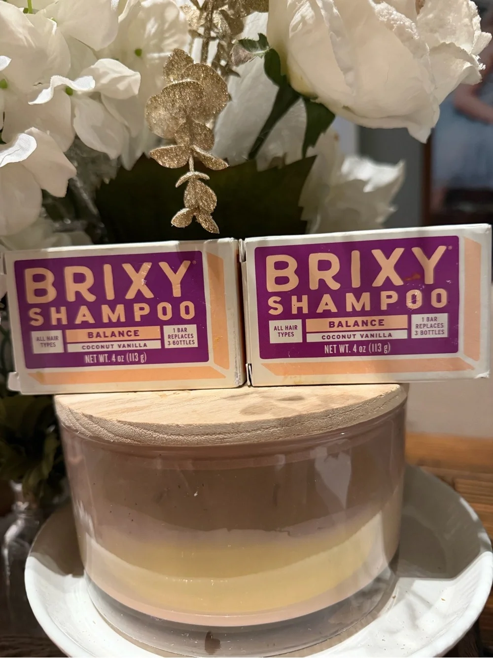 BRIXY Shampoo Bar - Coconut Vanilla (2 Bars) - Purple & Cream Packaging NEW